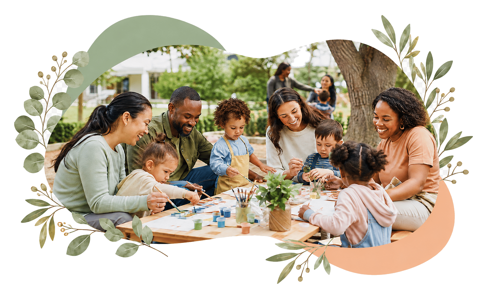 Children, families and CCCDS staff participating in an outdoor community activity